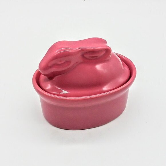 BIA Pink Ceramic Bunny Rabbit Covered Baker NWT - Picture 2 of 6